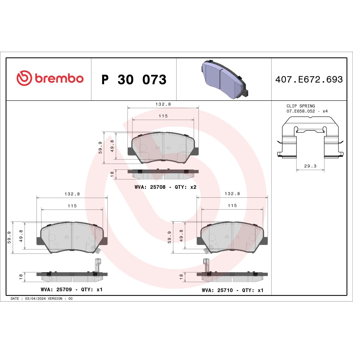 Jarrupalat, levyjarru BREMBO P 30 073