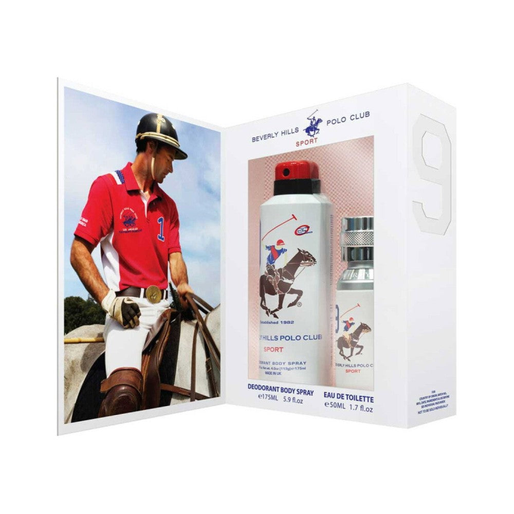 Lahjasetti Beverly Hills Polo Club 1982 Sport Eau de toilette miehille 50 ml + deodoranttisuihke naisille 150 ml