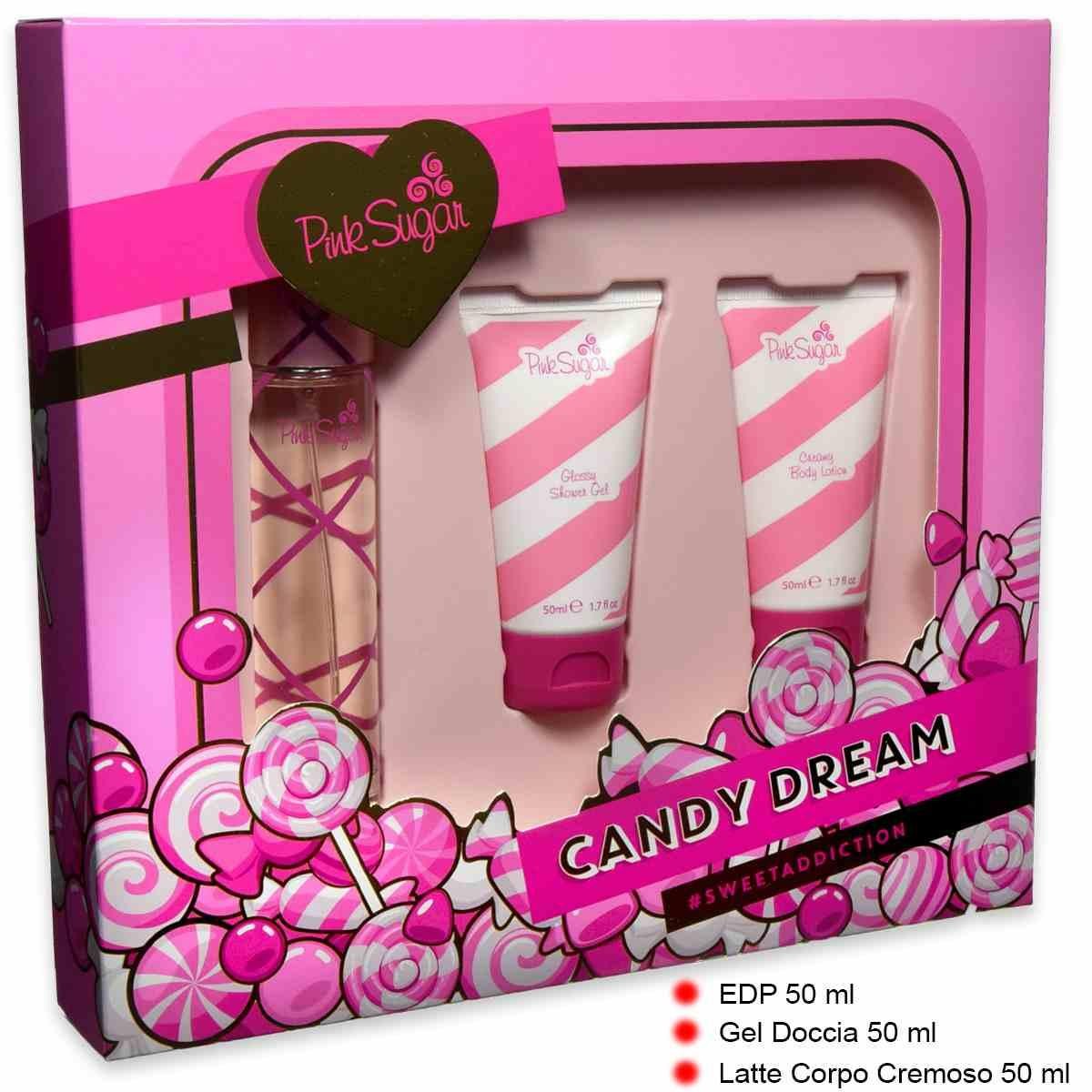 Lahjapakkaus Aquolina Candy Dream Edt 50 ml + Suihkugeeli 50 ml + Vartalovoide 50 ml