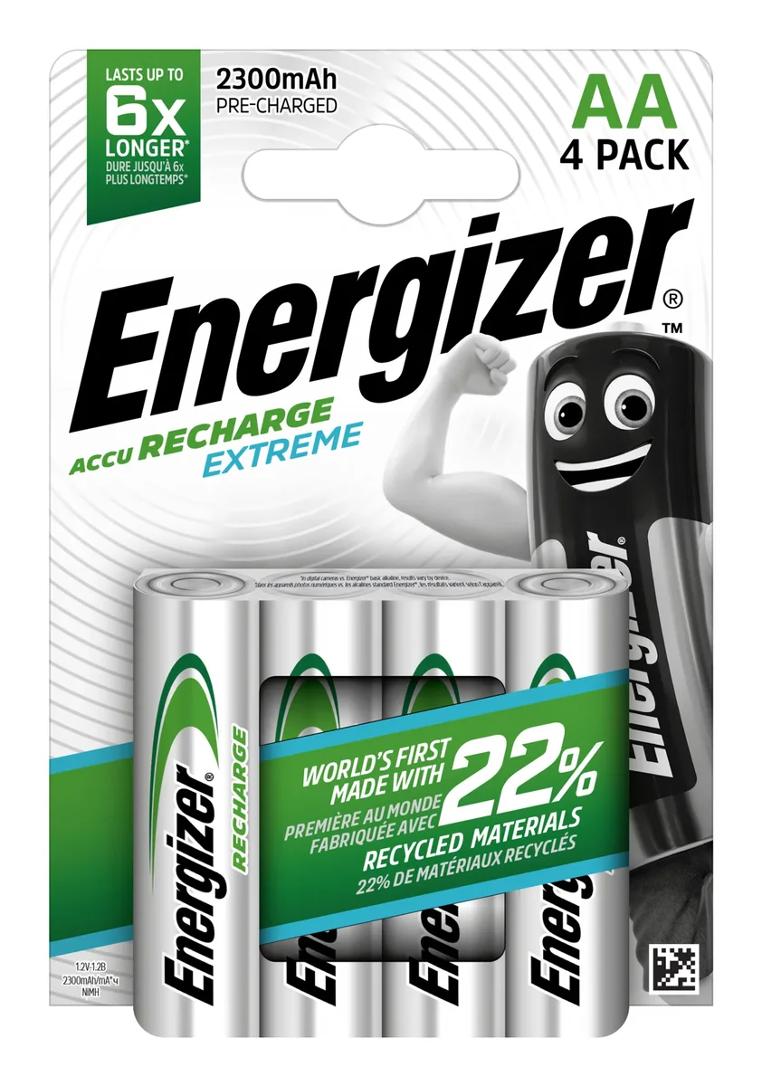 Genopladelige batterier Energizer NIMH AA, pakke a 4 stk.