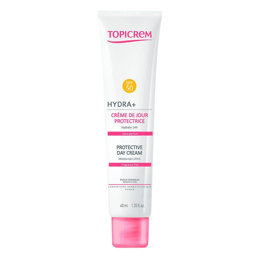 Topicrem Hydra+ - Suojaava päivävoide - SPF50 - Hajusteeton - Herkkä iho 40 ml