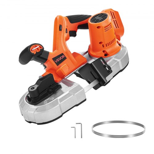 VEVOR Portable Band Saw, 65 x 65 mm Cutting Depth, 360W Bandsaw with Brushless Motor, Cordless and Compact Portaband, Integrated Hang Hooks, 0-192 m/min Variable Speed for Cutting Metal, Wood (Bare Tool)
