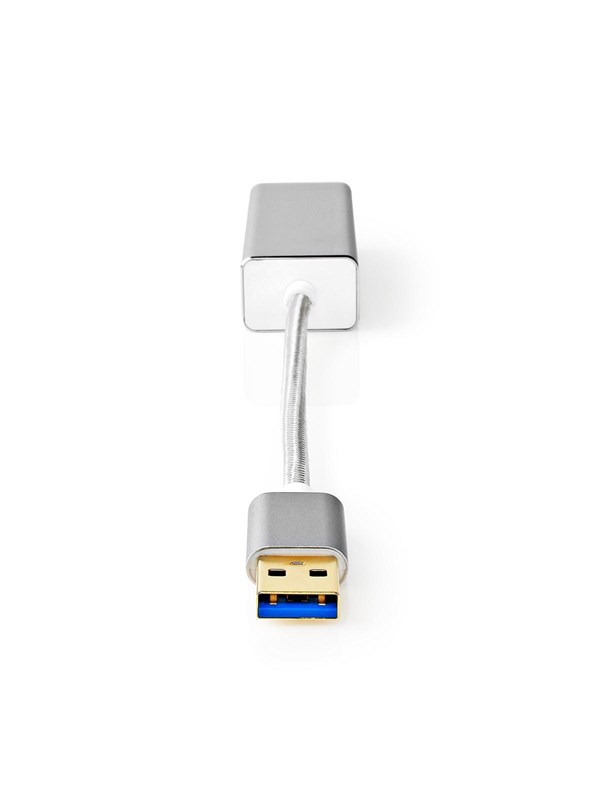 Nedis USB-verkkosovitin | USB 3.2 Gen 1 | 1 Gbps | USB-A Uros | RJ45 Naaras | 0.20 m | Pyöreä | Kullattu | Kupari | Hopea | Laatikko kannella ja ikkunalla