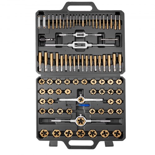 VEVOR Tap and Die Set, 86-Piece Metric and SAE Sizes M3 to M12, with Coarse and Fine Thread Taps and Dies, Wrench, Carrying Storage Case and Complete Accessories, for Threading and Rethreading