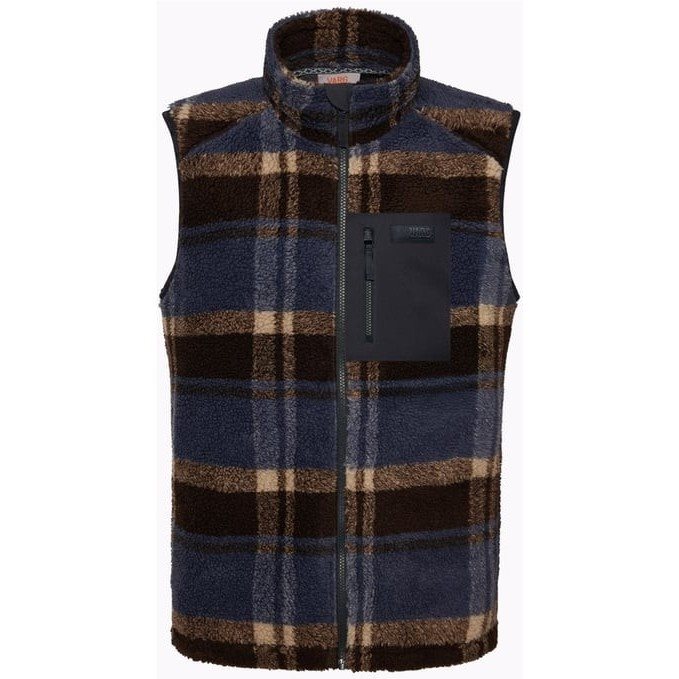 Varg M Funäs Pile Vest Earthy Blue Check - M