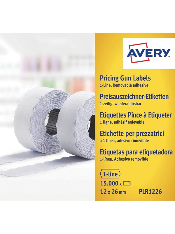 Avery Labels on roll for 1 line pricing gun up to 8 digits removable white