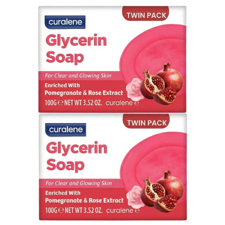 Curalene Granaattiomena & Ruusu-uute Glyseriinisaippua Twin Pack - 2 x 100 g