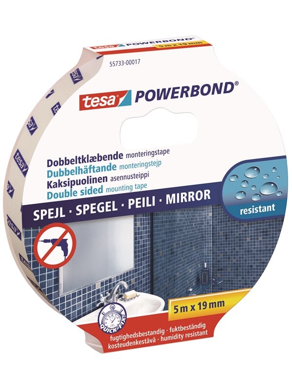 tesa Powerbond-kiinnitysteippi peilille 5m x 19mm
