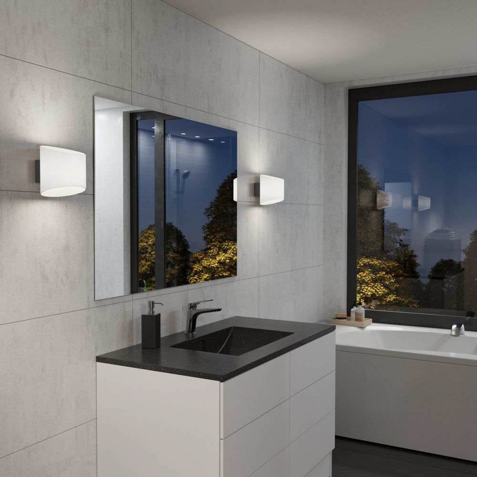 Evoke Seinävalaisin IP44 Oval Anthracite/Opaali - Herstal - Olohuone - Metalli