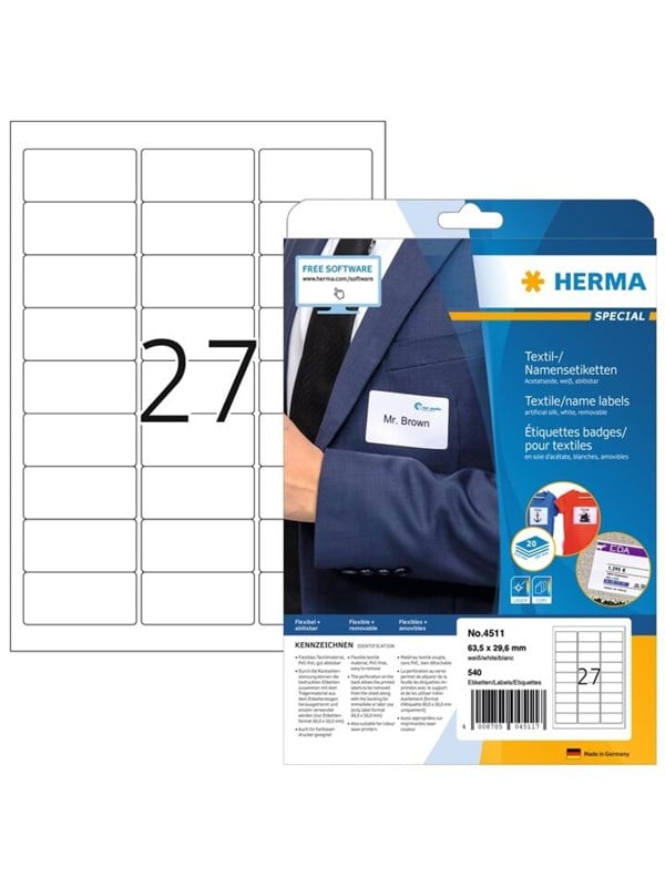 Herma name label removable 63,5x29,6 white (540)