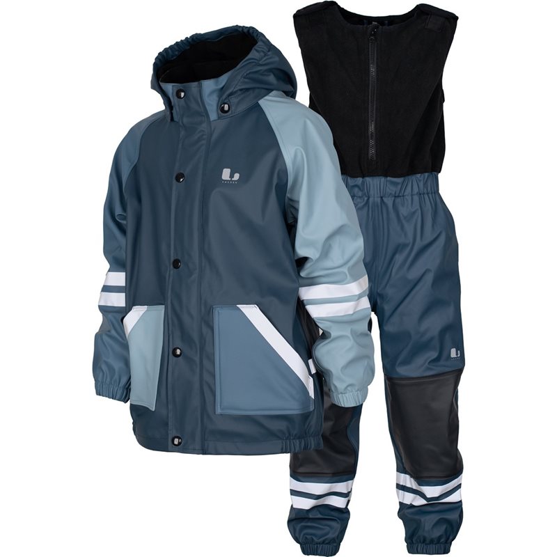 Lindberg Fagerhult Rain Set,Fleece Iron Blue/Blue - 140 cl