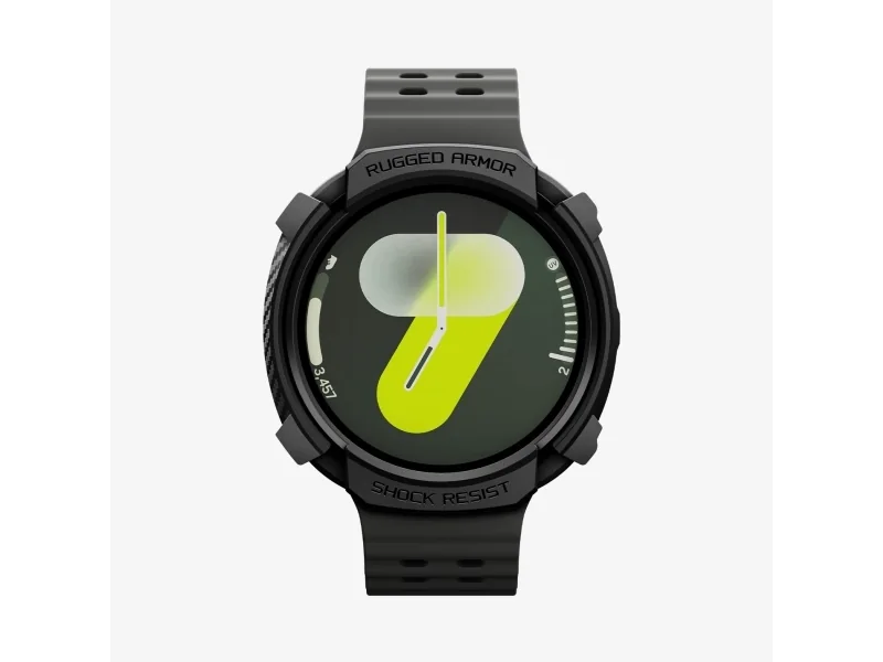 Spigen Rugged Armor, Kotelo, Älykello, musta, Samsung, Watch 8 (44mm), Termoplastinen polyuretaani (TPU)