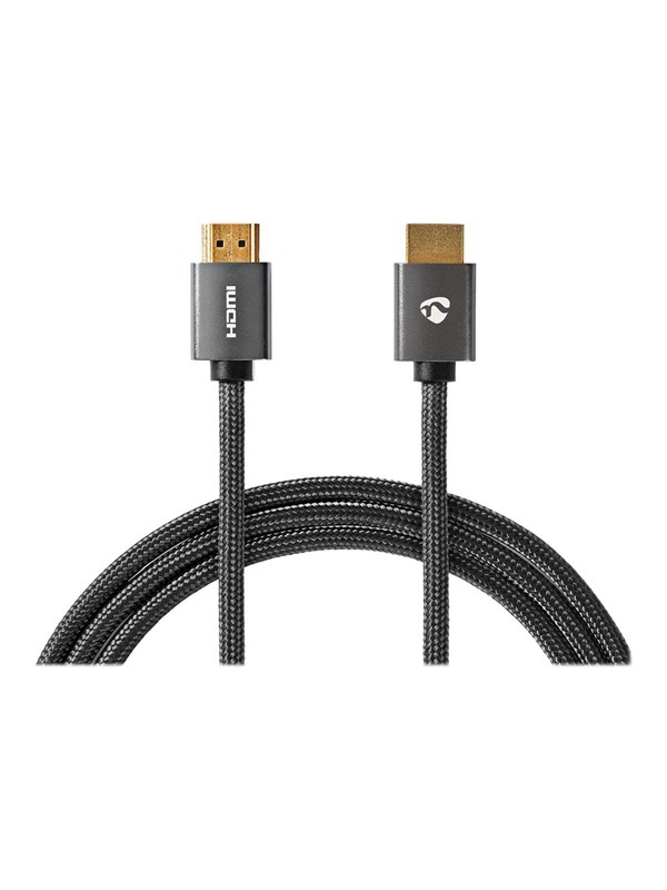 Nedis High Speed HDMI TM Kaapeli Ethernet | HDMITM liitin | HDMITM liitin | 4K@60Hz | ARC | 18 Gbps | 2.00 m | Pyöreä | Puuvilla | Gun Metal Harmaa | Laatikko kannella ja ikkunalla