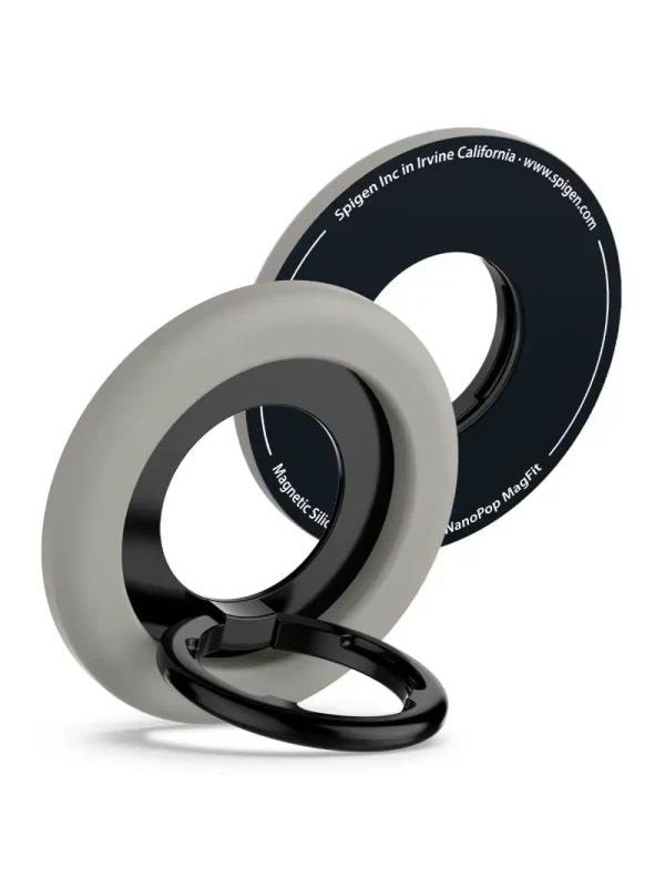Spigen Nano Pop (MagFit), Magneettirengas, Harmaa, Metalli, Silikoni, Apple, 1 kpl