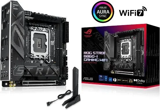 ASUS ROG STRIX B860-I GAMING WIFI, Intel, LGA 1851 (Socket V1), Intel Core Ultra (Series 2), DDR5-SDRAM, 128 GB, DIMM