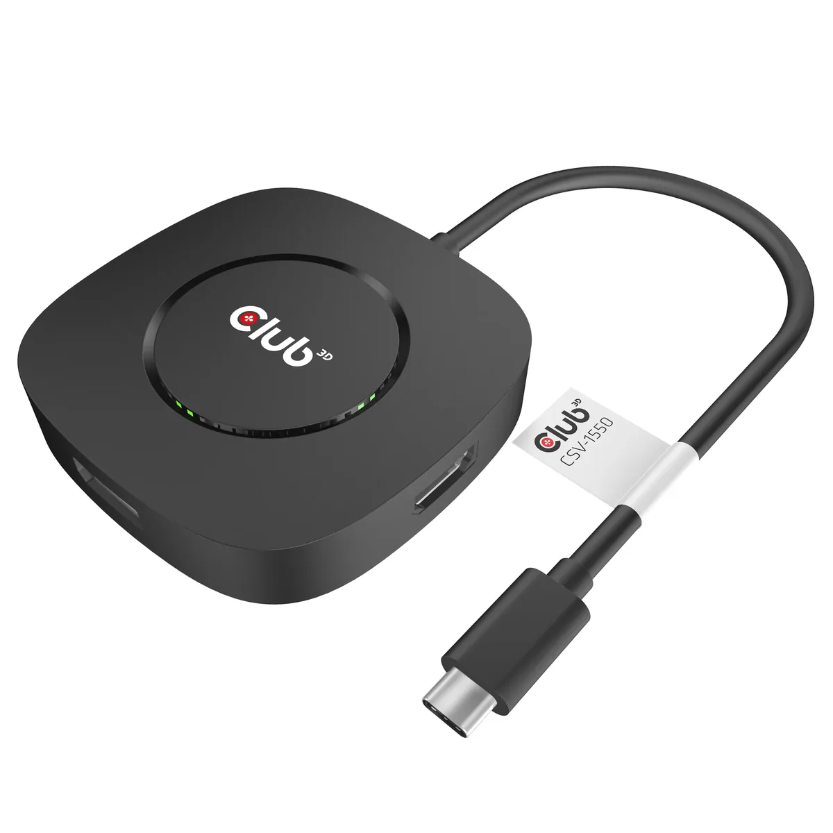 Club 3D 3.2 Gen1 USB-C - 3x DisplayPort 1.4 MST -hubi, Musta