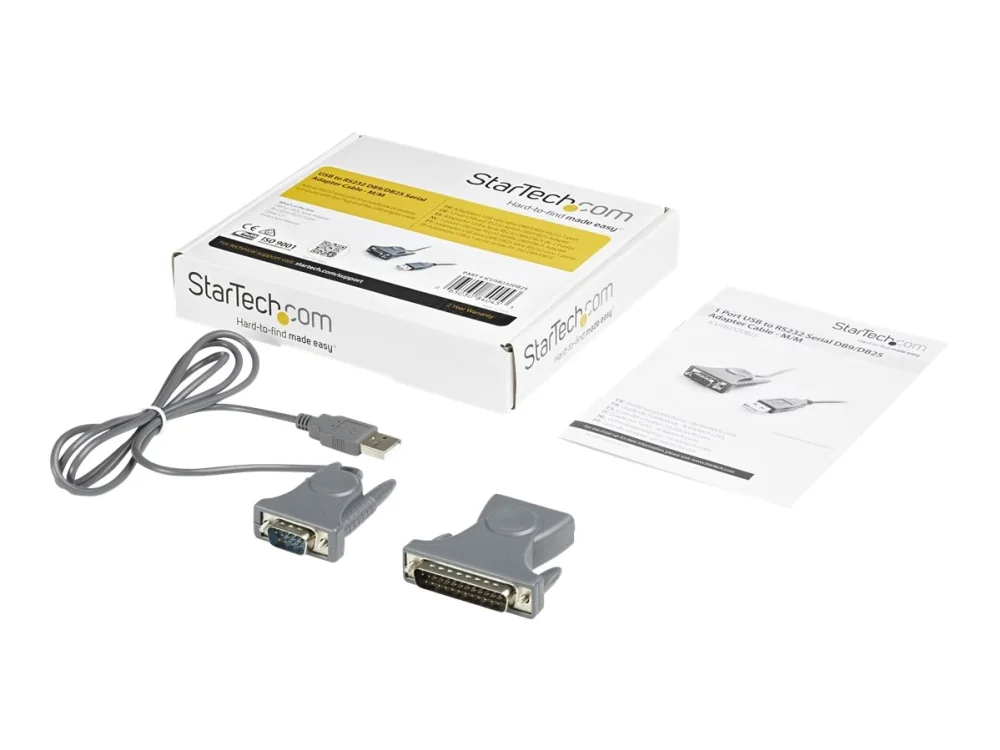 StarTech.com ICUSB232DB25, Harmaa, 0,9 m, USB A-tyyppi, DB-9, Uros, Uros