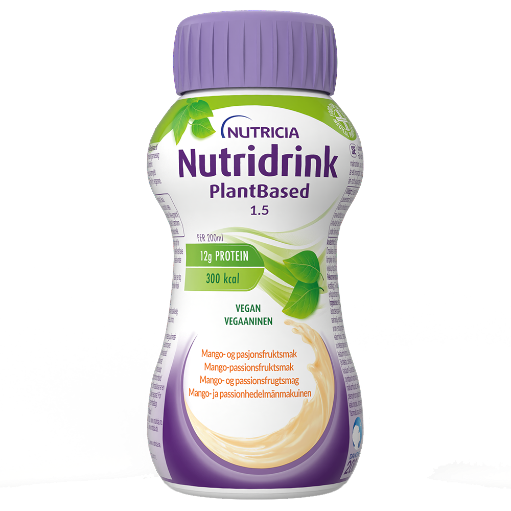 Nutridrink PlantBased Mango-passion täydennysravintovalmiste 4x200 ml