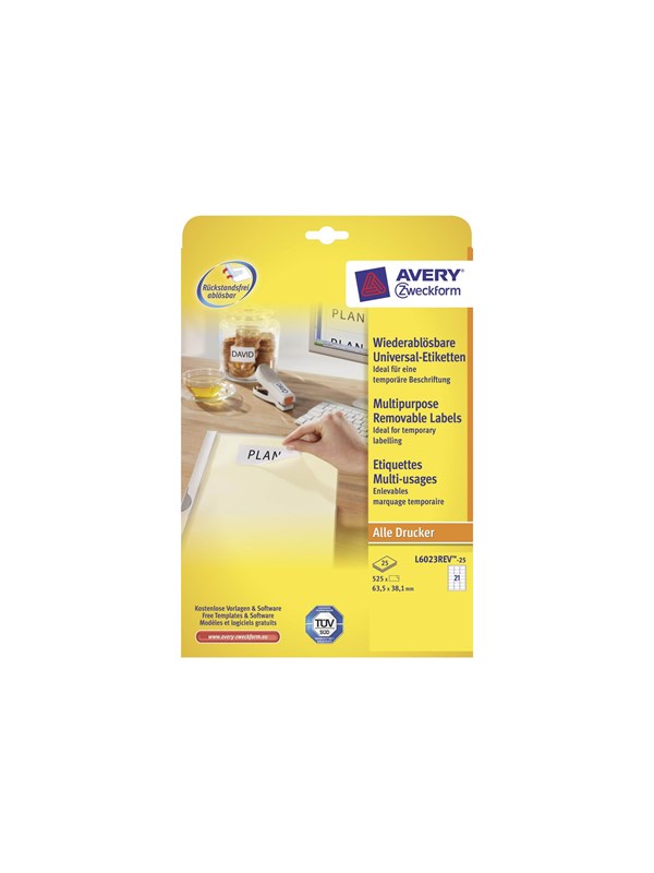 Avery L6023REV - labels - 525 pcs. - 38.1 x 63.5 mm