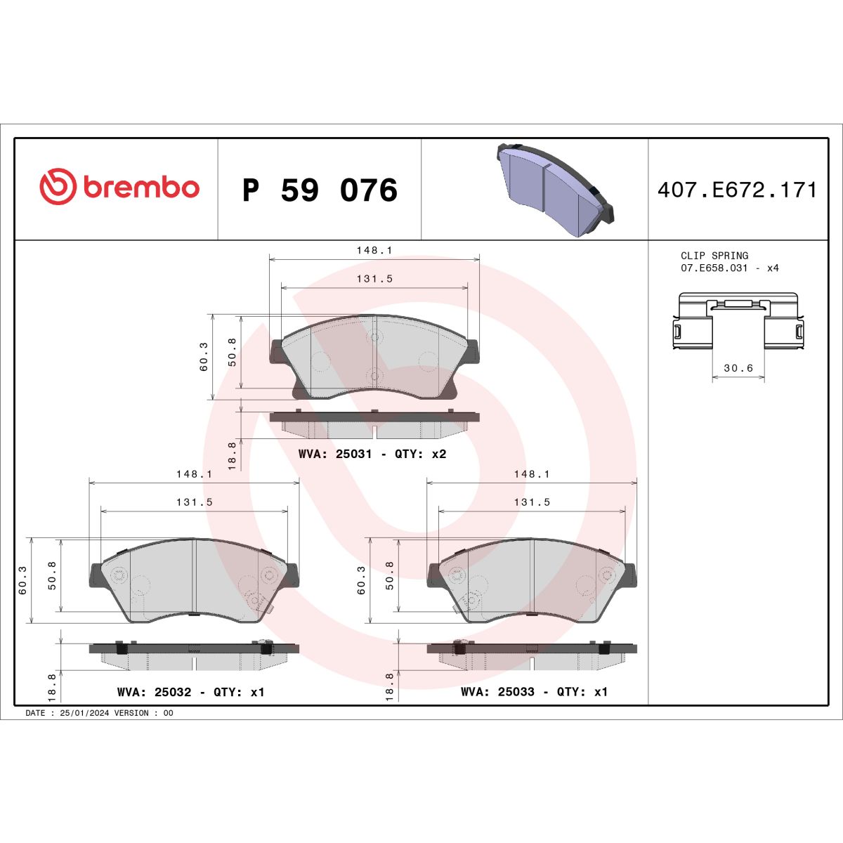 Jarrupalat, levyjarru BREMBO P 59 076X