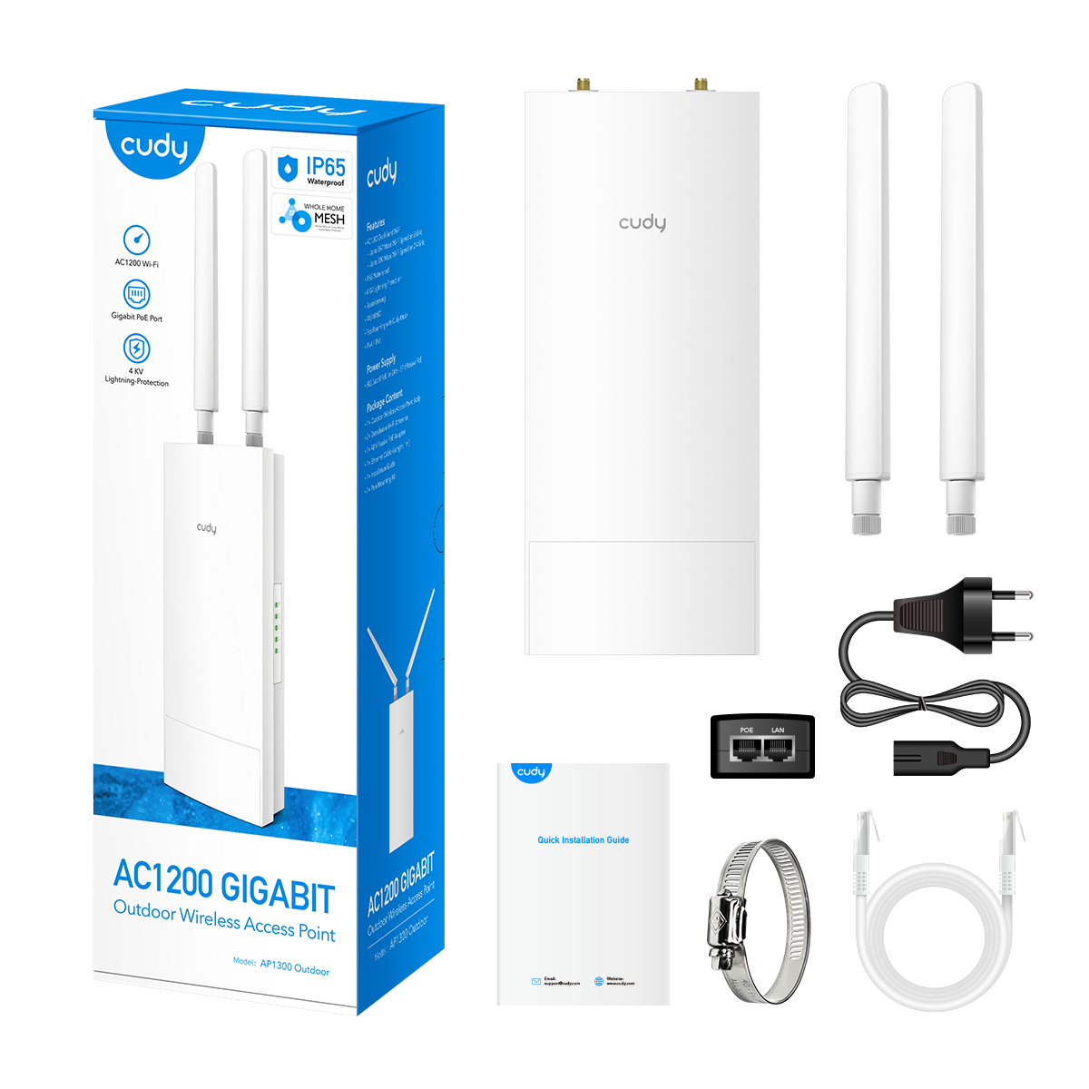 Cudy AP1300 Outdoor - Ulkotukiasema, valkoinen