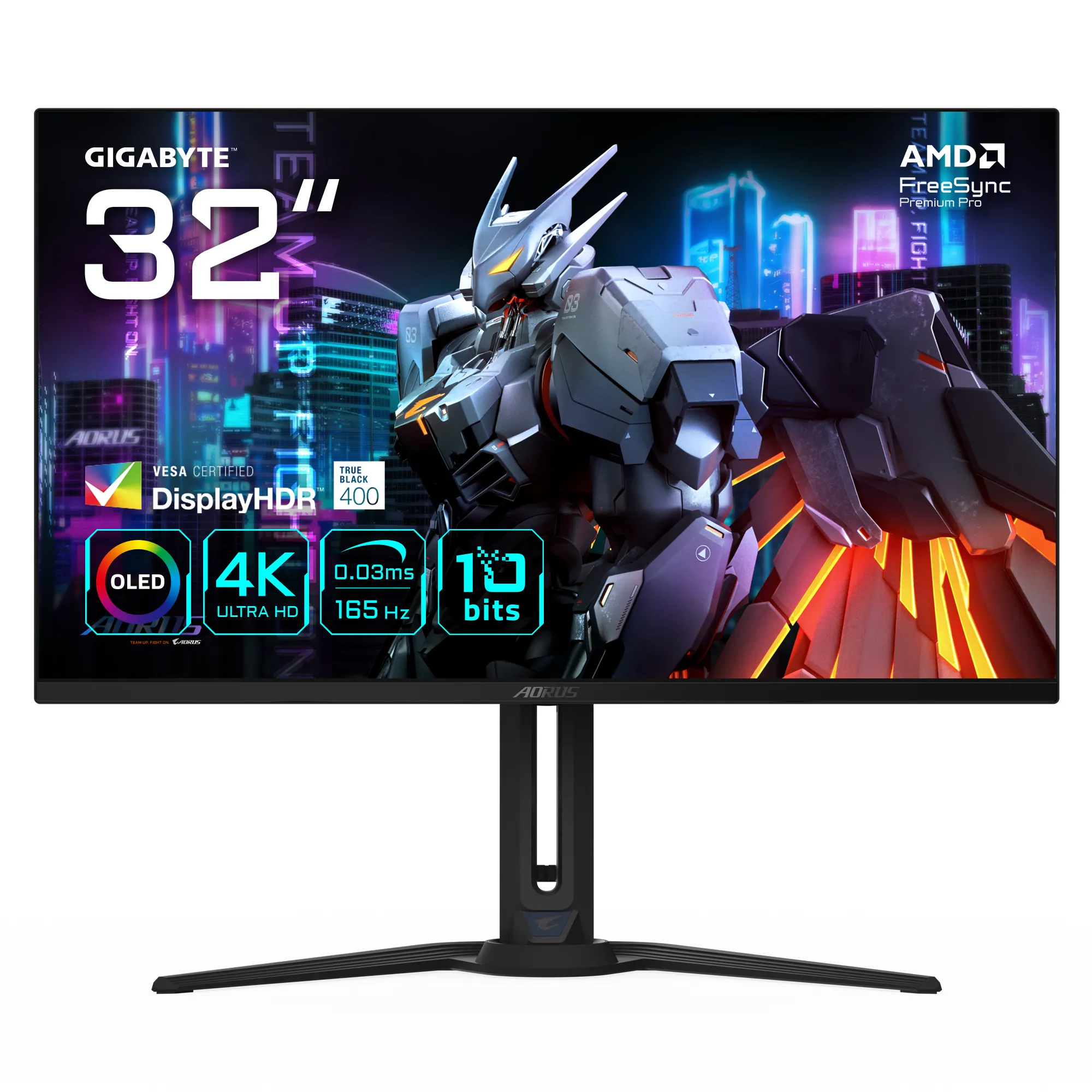 32" GIGABYTE AORUS FO32U - 3840x2160 (4K) - 165Hz - OLED - 18W USB-C - KVM switch