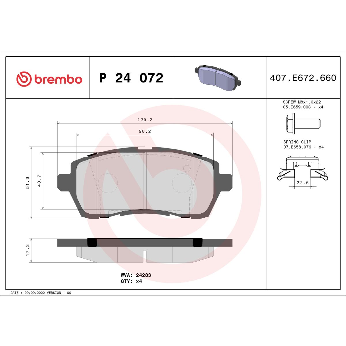 Jarrupalat, levyjarru BREMBO P 24 072