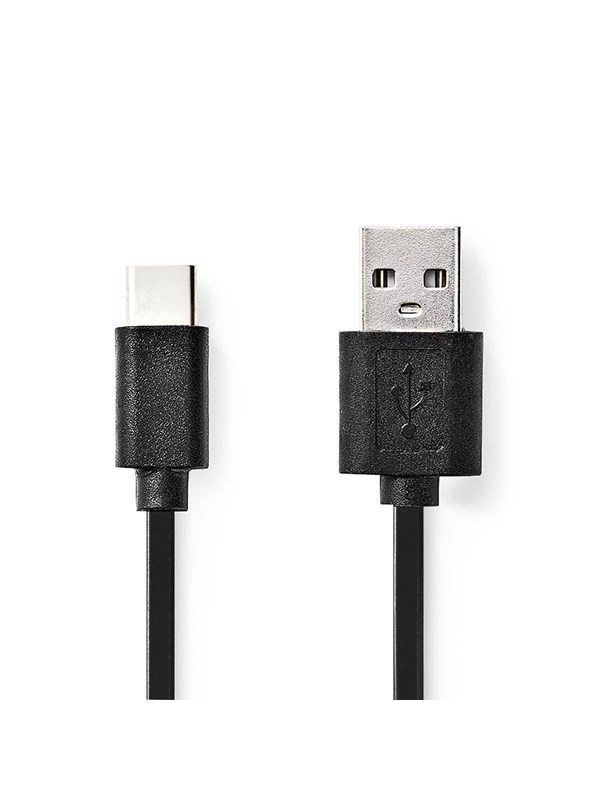 Nedis USB kaapeli | USB 2.0 | USB-A Uros | USB-CTM Uros | 15 W | 480 Mbps | Niklattu | 1.00 m | Pyöreä | PVC | Musta | Label