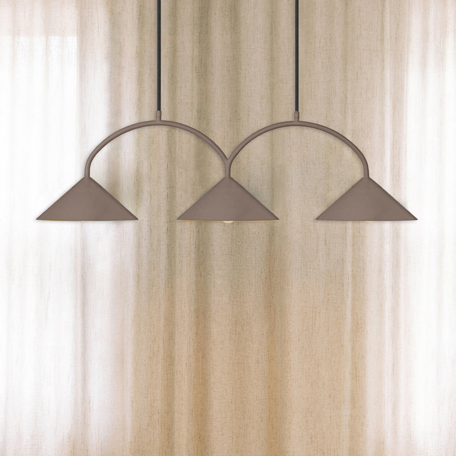 CURVE riippuvalo, pituus 95 cm, ruskea, 3-lamppuinen - Globen Lighting - Olohuone - Vintage / retro - Metalli - Monilamppuinen
