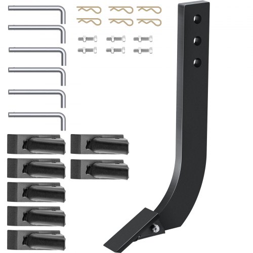 VEVOR 6pcs Box Blade Shank, 16'' Scarifier Shank, 3 Holes Box Scraper Shank, Ripper Shank with Removable Tapered Teeth and Pins, Adjustable Shanks Assembly for Replacement, Digging, Plowing