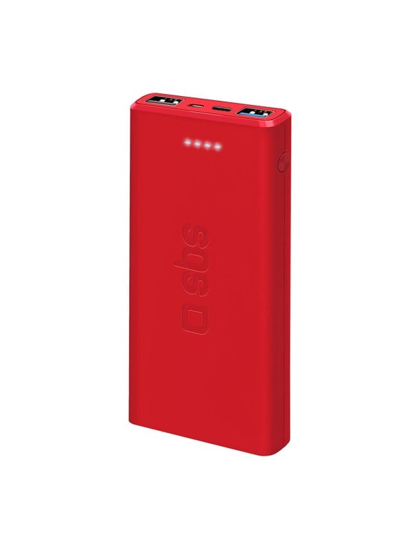 SBS hurtigtopladende powerbank. 10,000 mAh. Rød
