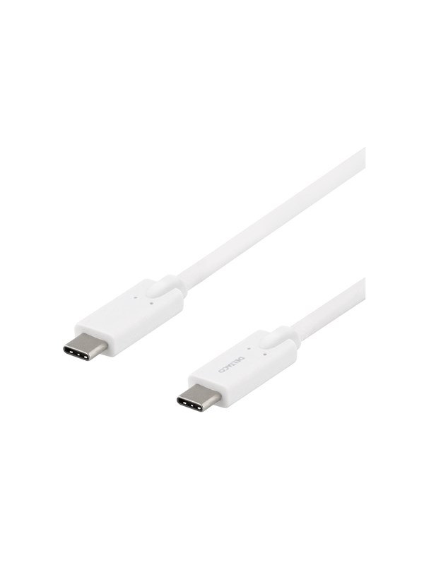DELTACO USB-C-kaapeli, 5Gbit/s, 5A, 2m, valkoinen