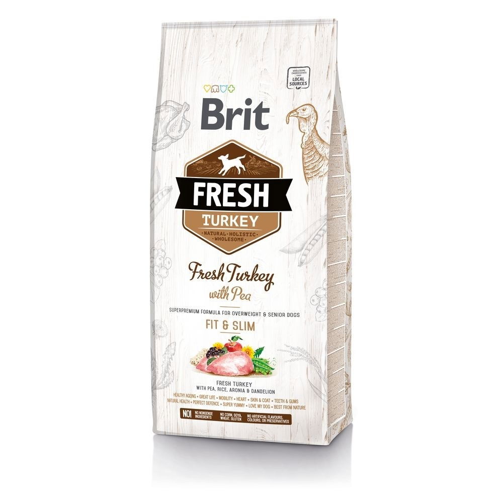 Brit Fresh Turkey with Pea Fit & Slim, Koiran kuivaruoka, Adult, Senior, 12 kg