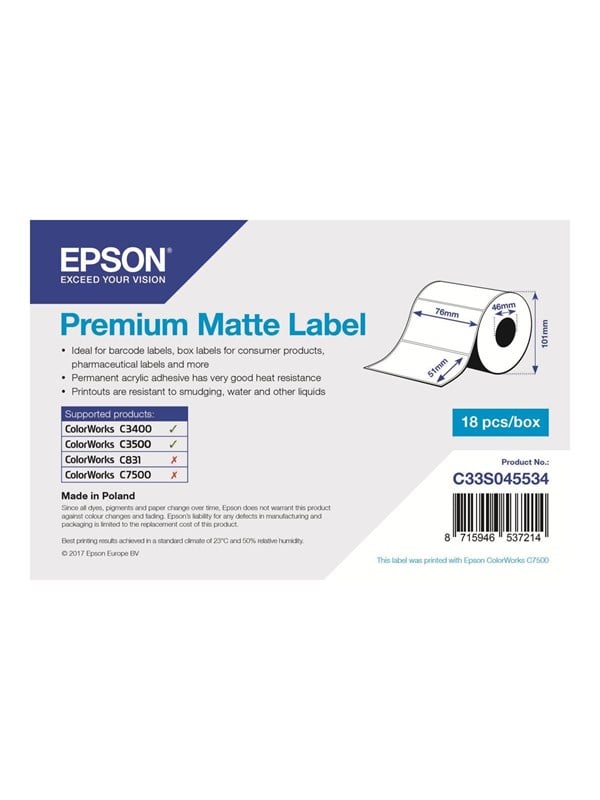 Epson Tarrat Premium Matte Die-cut 75x51mm, 18 Kpl