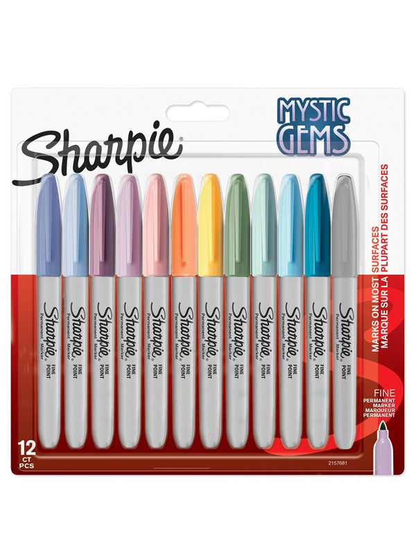 Sharpie Permanent Markers | Mystic Gem Special Edition | Fine Point | Assorted Colours | 12 Count