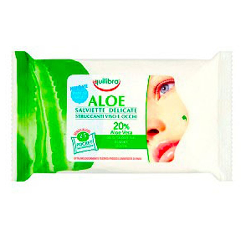 Equilibra Aloe Salviette Delicate Struccanti Viso e Occhi 25 Pz — Salviette struccanti