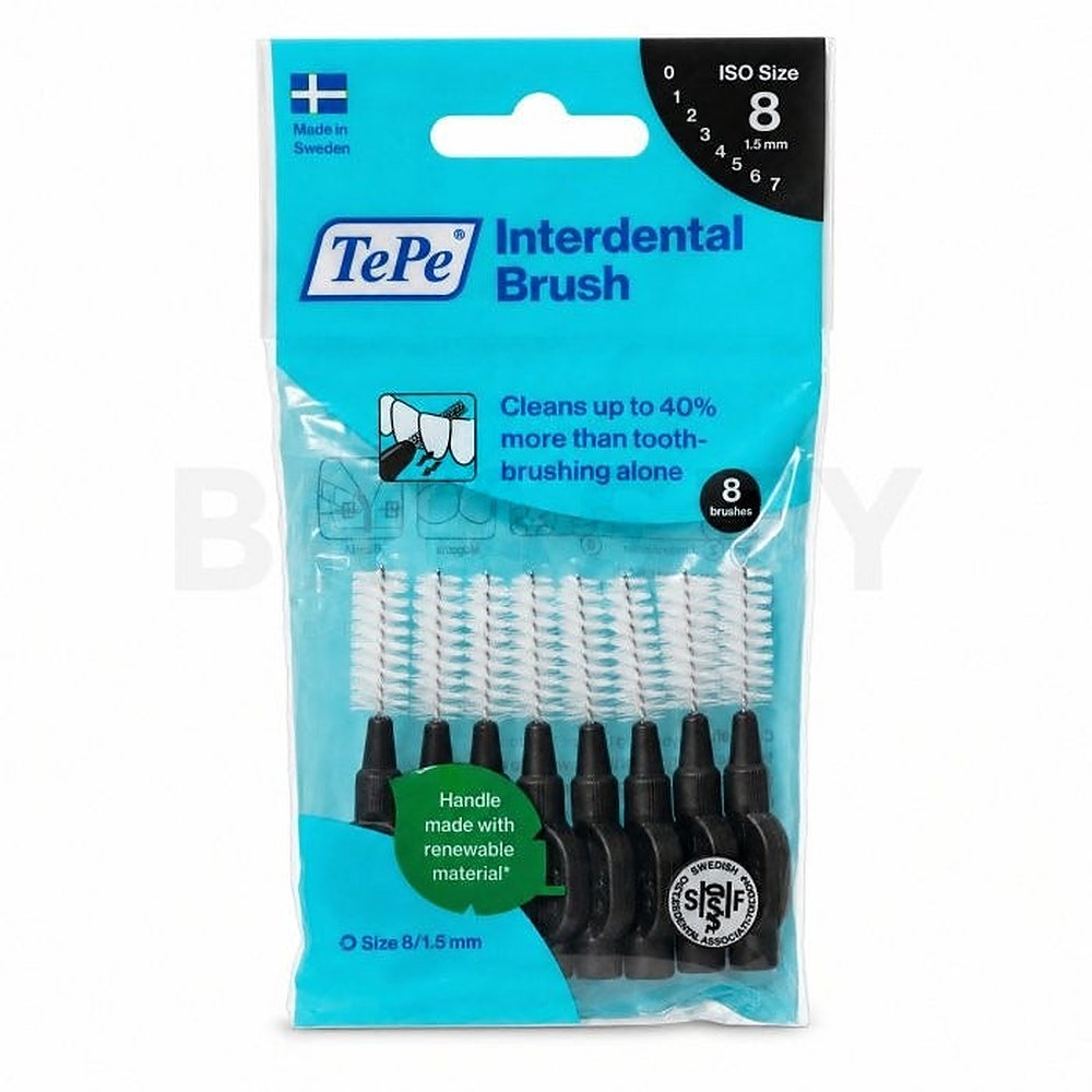 Tepe Hammasväliharjat, normaalit, 1,5 mm, mustat, 8 kpl