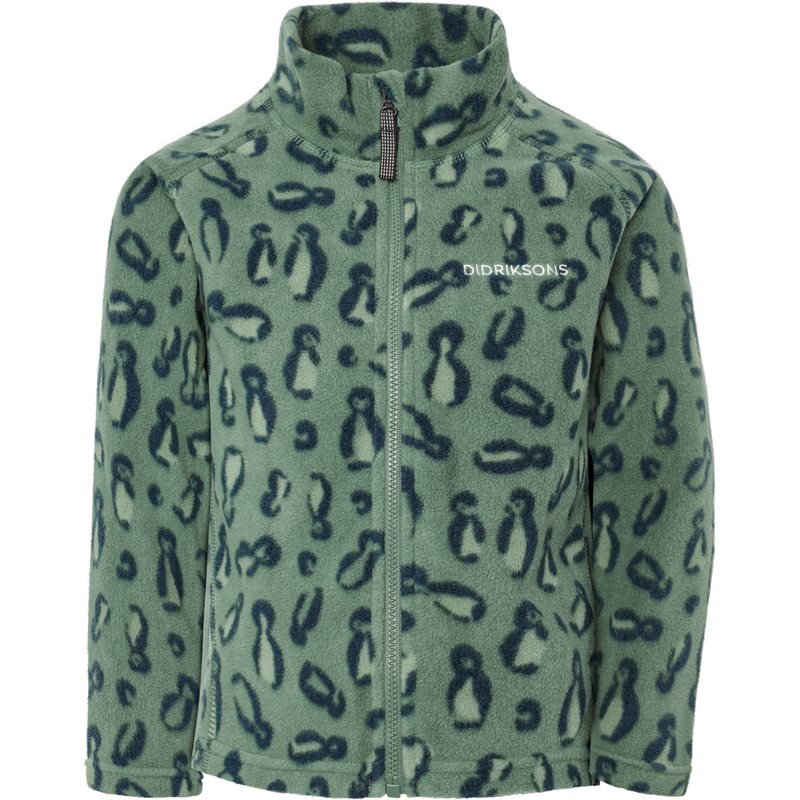 Didriksons Monte Printed Kids' Full-Zip Penguino Green - 100