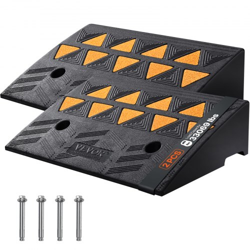 VEVOR Rubber Curb Ramp 2 Pack, 12.7 cm Rise Height Heavy-Duty 150,000 lbs/15 T Capacity Threshold Ramps, Driveway Ramps with Stable Grid Structure for Cars, Wheelchairs, Bikes, Motorcycles