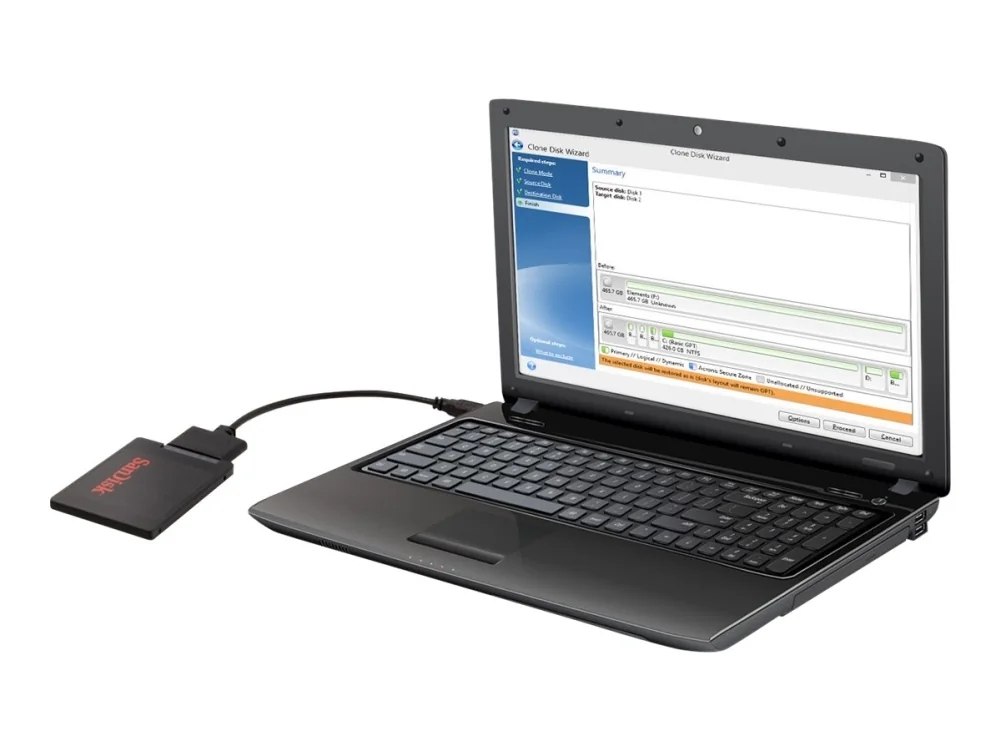Sandisk SSD-kannettavan päivitystyökalusarja - Lagringskontrol - SATA - USB 3.0