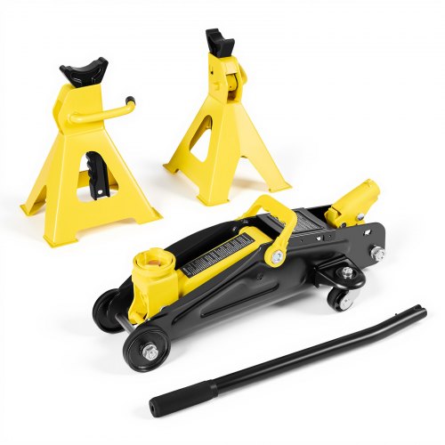 VEVOR Low Profile Floor Jack, 2 Ton Capacity, Steel Racing Floor Jack with Stands, Single Piston Quick Lift Pump, Hydraulic Trolley Car Lift for Sports Cars & Compact SUVs, Lifting Range 130-310 mm