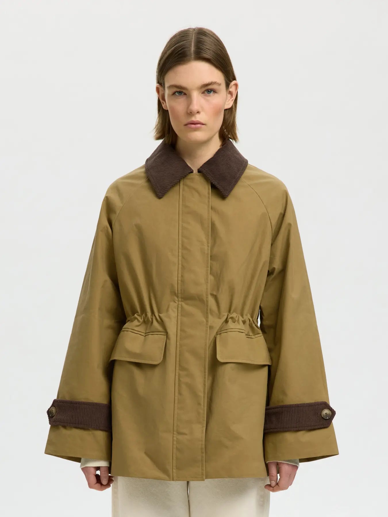Selected Femme naisten takki SLWWilma Waxed Clair Jacket NOOS, Tigers Eye