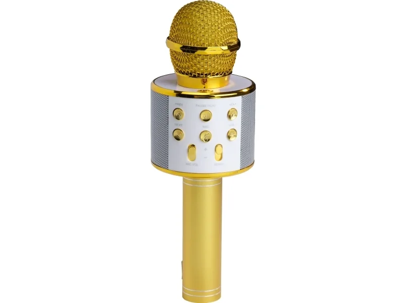Bluetooth Karaoke Mikrofon med inbyggd högtalare. Guld