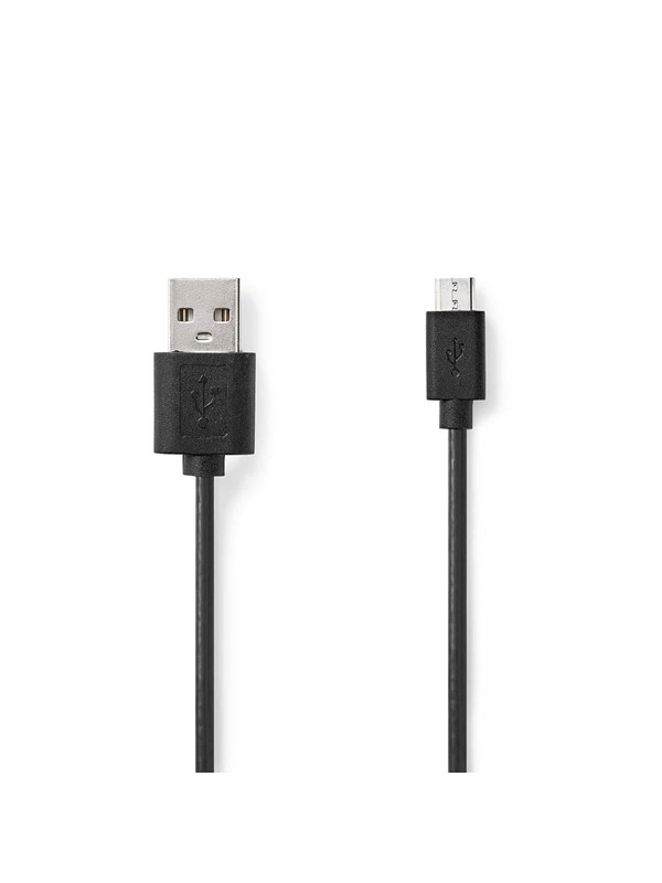 Nedis USB kaapeli | USB 2.0 | USB-A Uros | USB Micro-B Uros | 7.5 W | 480 Mbps | Niklattu | 1.00 m | Pyöreä | PVC | Musta | Label