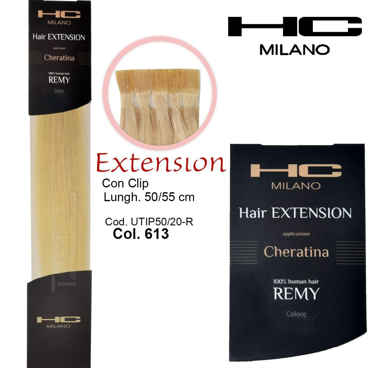 Hc Milano Remy-keratiinihiuspidennys 50/55 cm 20 kpl Col.613 Erittäin vaalea blondi 10,0