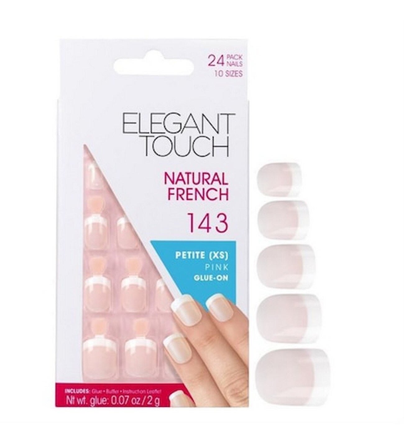 Sarja Elegant Touch Naturale French Square tekokynnet Pinkki 143 Petite (XS) 24kpl