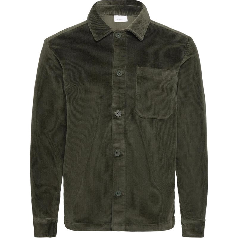 KnowledgeCotton Apparel Organic Cotton Corduroy Overshirt GOTS Forrest Night - L