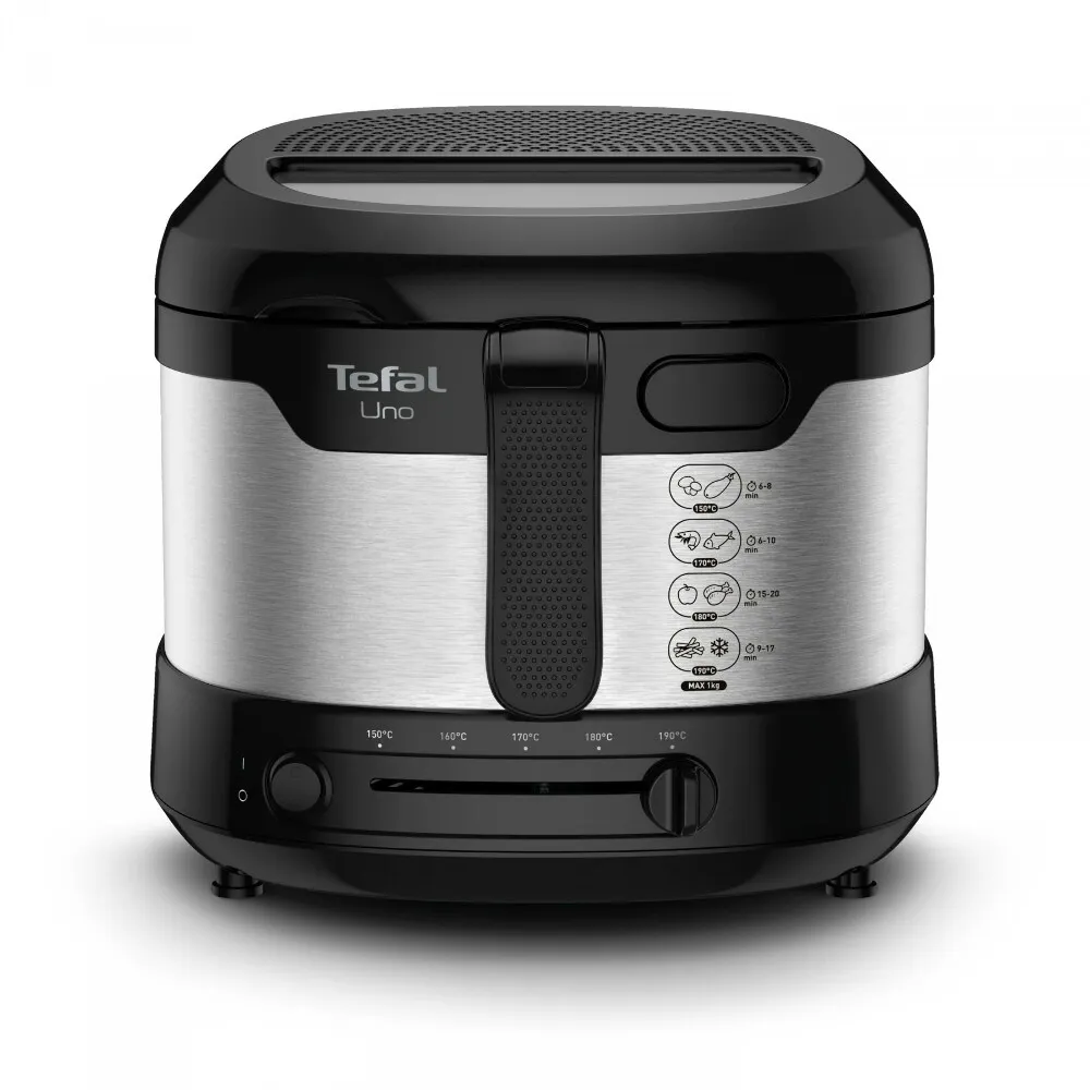 Tefal Uno M FF215D Rasvakeitin, 1,8 L, 1600 W, Musta/Ruostumaton teräs