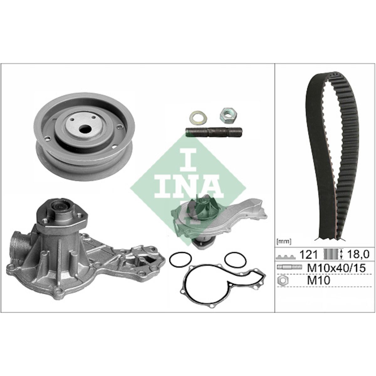 Vesipumppu + jakohihnasarja INA 530 0162 30