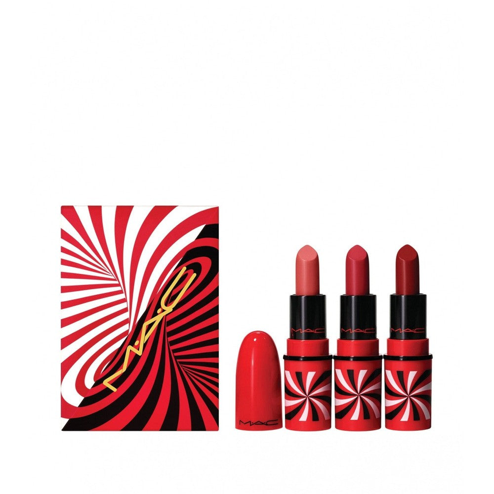 Pieniä temppuja MAC: Mini Cream Lipstick Awespicious 1,7 g + + Mini Matte Cream Lipstick Sleight of Grand 1,8 g *miniatyyri
